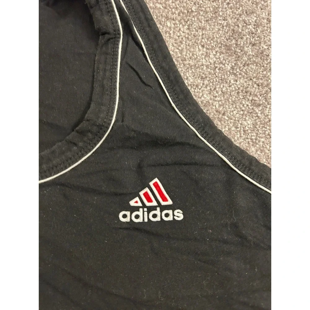 Adidas Tank Top Mens XXL Black Excellent Sleeveless Embroidered Logo Piping